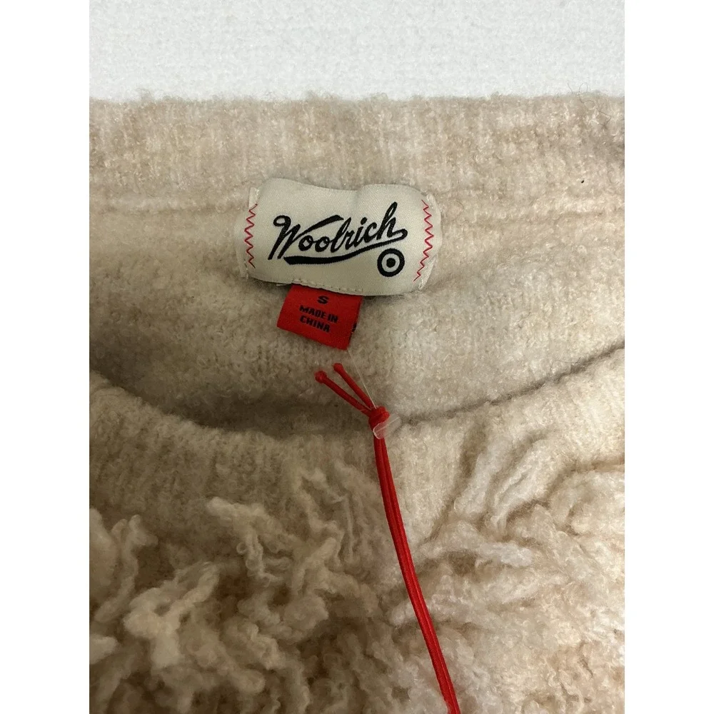 Woolrich x Target Womens Small Shaggy Sweater Cream Fuzzy Cropped NWT $50